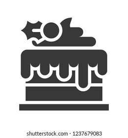 christmas layered cake icon decoration with mistletoe