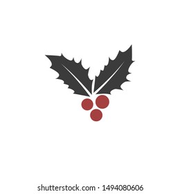Christmas leaf and berry icon
