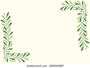Christmas leaf frame. Merry Christmas wallpaper. free space for text. Holly leaf frame. 