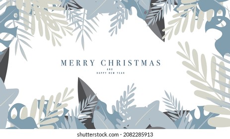Christmas leaf frame on isolated on white  background with copy space , Flat Modern design, illustration Vector EPS 10