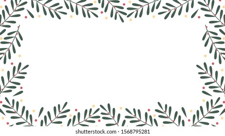 Christmas leaf frame. Christmas leaf pattern wallpaper. free space for text. copy space. 
