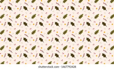 Christmas leaf pattern wallpaper. free space for text. copy space.
