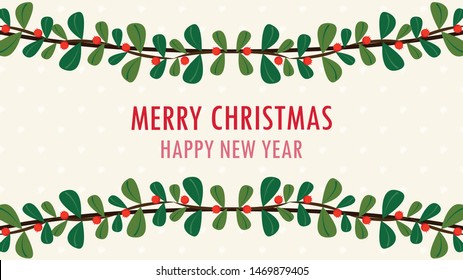 Christmas leaf pattern wallpaper. free space for text. copy space.