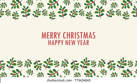 Christmas leaf vector pattern. free space for text.