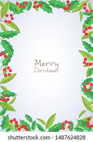 Christmas leaves and red berries vector background for decoration on Christmas holiday festival.