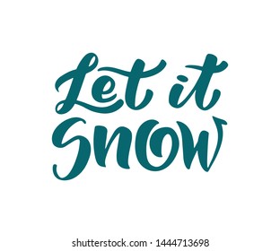 Christmas "Let it snow" hand drawn lettering. Xmas red, lettering. Calligraphy on white background. Composition for banner, postcard, poster design element stories, posts, etc. Vector eps10