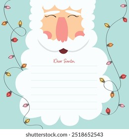 Christmas Letter Card With Santa Claus Vector Design.