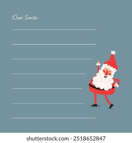 Christmas Letter Card With Santa Claus Vector Design.