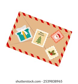Christmas Letter and Gift Envelope Illustrations. Letter to Santa