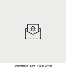 Christmas letter in a linear style. Icon.