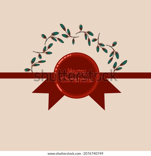 christmas letter. New Year\'s\
mood, vector illustration of a red ribbon with the seal \