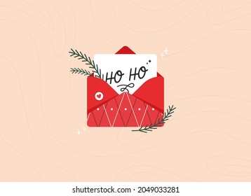 Christmas letter in an open envelope for Santa