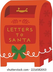 Christmas letter post red box mailbox illustration. 