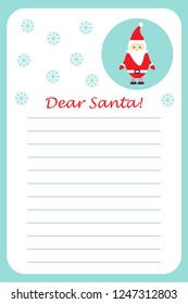 Christmas letter to Santa Claus for children, template layot, fun preschool activity for kids, vector illustration