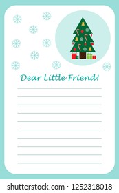 Christmas letter from Santa Claus for children, template layot, fun preschool activity for kids, vector illustration