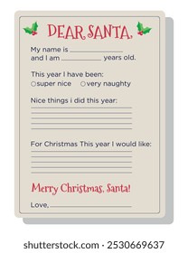 Christmas letter for Santa Claus. New Year's magic