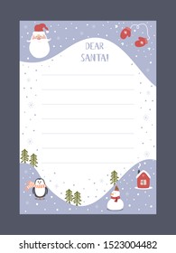 Christmas letter from Santa Claus template. layout in A4 size. Vector illustration.