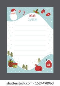 Christmas letter from Santa Claus template. layout in A4 size. Vector illustration.