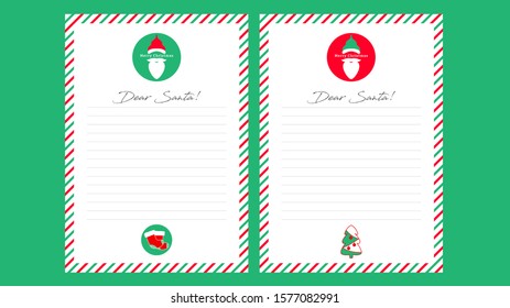 Christmas letter for Santa Claus template. Christmas background with a place for Christmas gifts for Santa wish list.