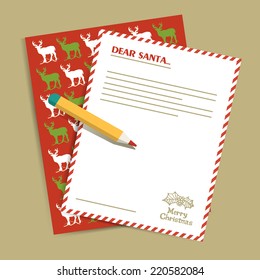 Christmas Letter To Santa Claus. Vector Illustration.