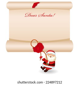 Christmas letter to Santa Claus. Wishlist blank. Vector illustration