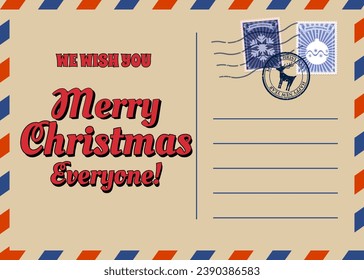 Christmas letter Santa postcard retro