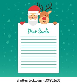 Christmas letter to Santa vector design in English