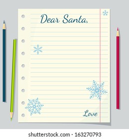 Christmas letter for Santa - vector template