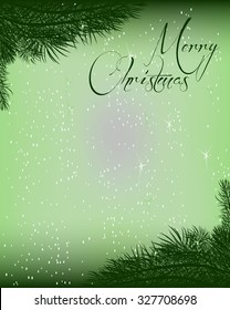 Christmas Letterhead Background Vector. Merry Christmas With Branches Of Christmas Tree .