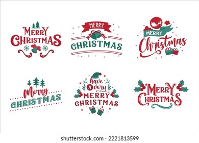 Christmas lettering badge on white background free vector image