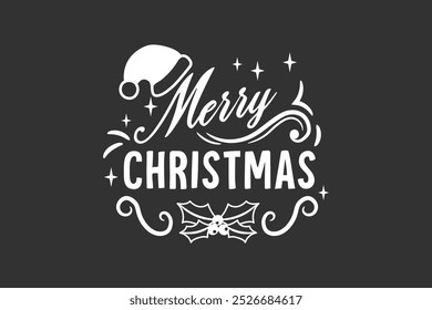 Christmas lettering badge typography design editable background free vector