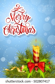 Christmas Lettering and Burning Candle