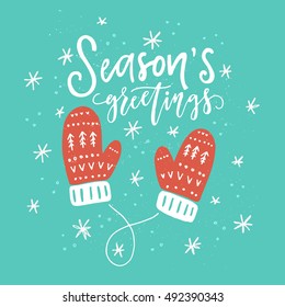 Christmas lettering and calligraphy design. Handwritten phrase with Xmas illustration. Modern holiday brush font. Unique handdrawn design elements for greeting card made in vector.