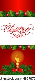 Christmas Lettering, Candle and Fir Branch