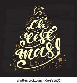 Christmas Lettering Card Design. vector illustration.