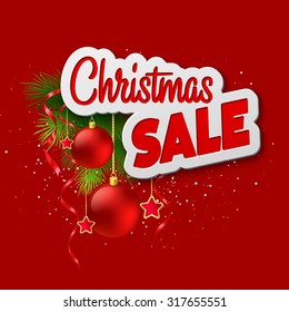 Christmas lettering card with holly and  fir-tree branch. Vector illustration EPS 10