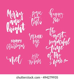 Christmas lettering collection. Unique handdrawn phrases for Christmas and New Year invitations and greeting cards.