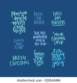 Christmas lettering collection. Unique handdrawn phrases for Christmas and New Year invitations and greeting cards.