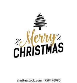 Christmas lettering with creative tree