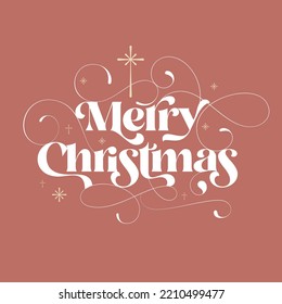 Christmas lettering with crosses and stars on a warm,  neutral background.