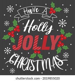 Christmas lettering and decorations for christmas card, gift bag or box design