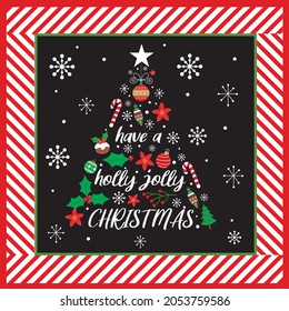 Christmas lettering and decorations for christmas card, gift bag or box design