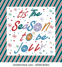 Christmas lettering and decorations for christmas card, gift bag or box design