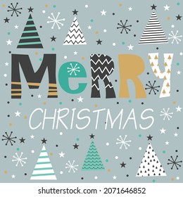Christmas lettering and decorations for christmas card, gift bag or box design