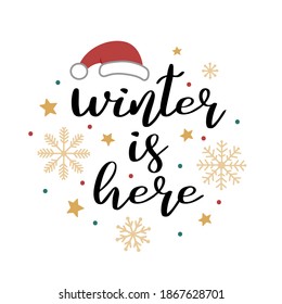 Grabado de Navidad con elementos decorativos. Esta ilustración puede utilizarse como tarjeta de felicitación.