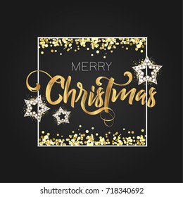 Christmas lettering design. Typographical background.
