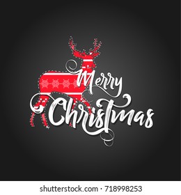 Christmas lettering design. Typographical background.
