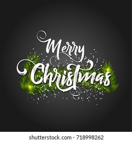 Christmas lettering design. Typographical background.