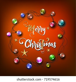 Christmas lettering design. Typographical background.