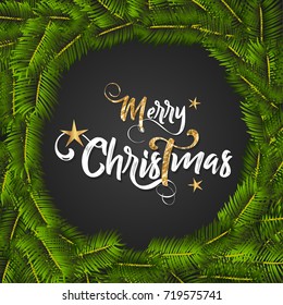 Christmas lettering design. Typographical background.